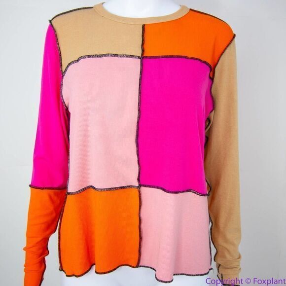 NEW Eloquii Pink Orange Patchwork Color Block Top, size‎ 22/24 - Picture 3 of 16